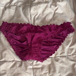 Victorias Secret Wine/Purple Color Ruffled Bikini Bottom Size M NWOT